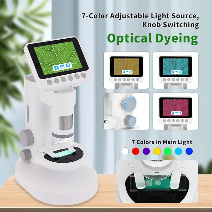 OOZSTARMicroscope for Kids, Up to 1000 X Magnification, 3.5-inch Foldable Screen, Handheld Pocket Microscope for Kids,Science Education Kits for 8-12 Year olds