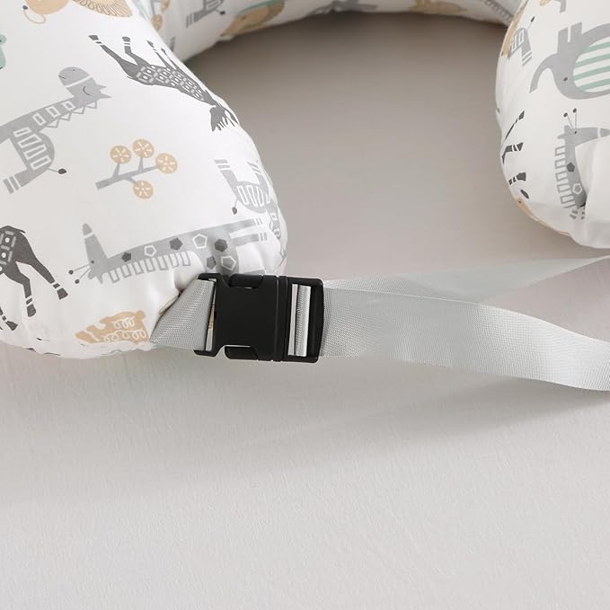 Nursing Pillow for Breastfeeding,Ergonomic Baby Feeding Pillows with Removable Washable Cotton Slipcover, Adjustable Waist Strap,Plus Size,More Support for Mom and Baby(Blue Leaf)