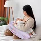 Nursing Pillow Cover, Removable Nursing Covers for Breastfeeding Pillows, Stretchy and Soft Fit for Baby Girls Boys Newborn, Purple Rainbow (Only Cover)
