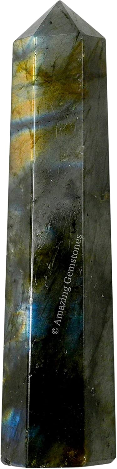Amazing Gemstone Labradorite Crystal Towers - Natural Healing Crystal Point Obelisk for Reiki Healing and Crystal Grid (3 Inch)