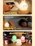 Kids lamp, Bunny Night Light, Toddler Night Light, Rechargeable & Dimmable with 30 mins Timer Function, Safe Silicone Material for Kids to Play with,【9 Colors】