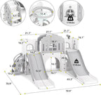 JOYLDIAS 9 in 1 Toddler Slide, Toddler Playground with Double Slides, Climber,Basketball Hoop,Tunnel, Telescope, Storage Space and Non-Slip Step, Indoor Outdoor Backyard Playset for Toddlers Age 1-3+