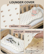 Muslin Baby Lounger Cover for Snuggle Me Organic Lounger/Baby Lounger/Organic Cotton Handmade Cover for Infant/Toddler Lounger (Yellow Rainbow, Beige)