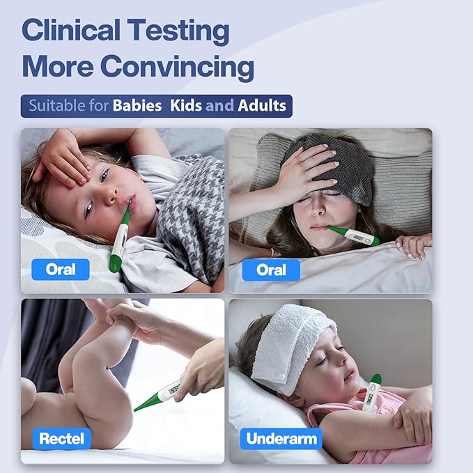 Boncare 10 Seconds Oral Thermometer for Adults and Kids - Accurate & Safe Rectal Thermometer for Baby with Fever Alarm, Digital Thermometer (Dark Green)