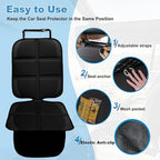 Car Seat Protector, 2 Pack Baby CarSeat Protector with Mesh Pockets & Non-Slip Backing 600D Durable Seat Cover Under Baby Child Car Seat, (Black, Standard)