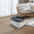 COMFY-HOMI 3Pack Cotton Rope Square Basket with Handles for Shelves|Dog Toy Storage Bin|Shoe Organizer - New 13.5" x 11" x 9.5" (Light Grey)