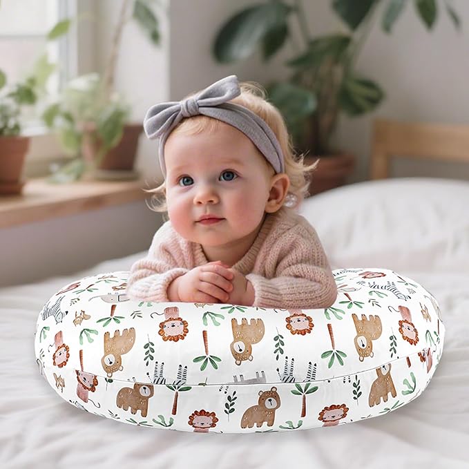 Nursing Pillow Cover, Removable Nursing Covers for Breastfeeding Pillows, Stretchy and Soft Fit for Baby Girls Boys Newborn, Animal (Only Cover)