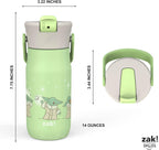 Zak Designs Harmony Star Wars The Mandalorian Kid Water Bottle for Travel or At Home, 14oz Recycled Stainless Steel is Leak-Proof When Closed and Vacuum Insulated (Baby Yoda, Grogu)