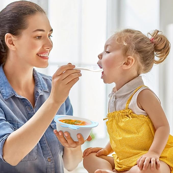 Kids Feeding Set 5 Pcs, Tableware Set for Toddlers Includes Plate Bowl Cup Fork and Spoon Utensil Flatware, Kids Flatware Set Dishwasher Safe, BPA Free (Whale)