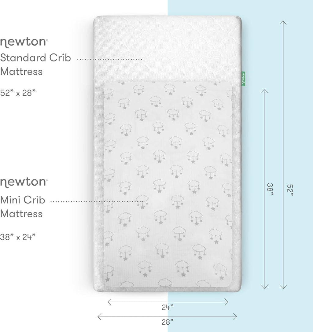 Newton Baby Mini Crib Fitted Sheets (2-Pack) | Organic Muslin Cotton, Breathable & Soft Baby Sheets, Washable Baby Mattress Sheets, Fits Any Mini Sized Crib 24" x 38", Wishing on a Star Print + White
