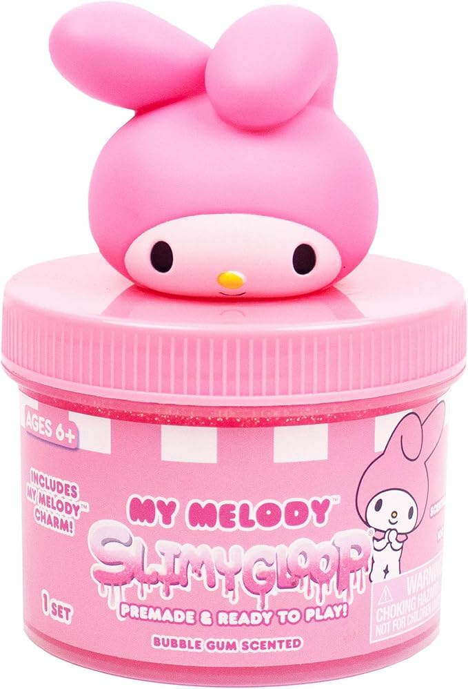 My Melody SLIMYGLOOP Jar, 8 oz Bubblegum Scented Pink Slime, Includes Beads & My Melody Charm, Sanrio Stuff, Hello Kitty Slime, Slime Kit, Hello Kitty Merch, Sanrio Slimes