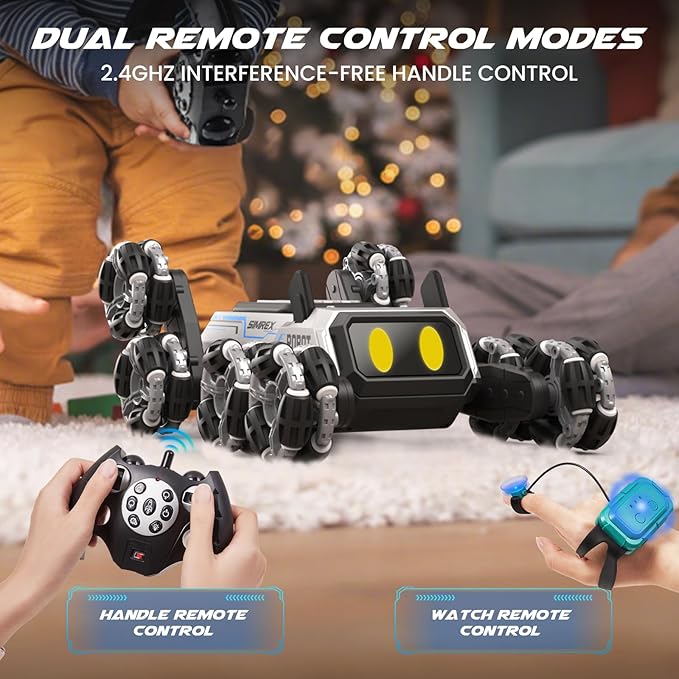 Robot Dog RC Stunt Car Toys - Gesture Sensing Remote Control car with Mecanum Wheels, LED Eyes, 3 Sound Effects, Birthday Gift for Kids Boys Girls