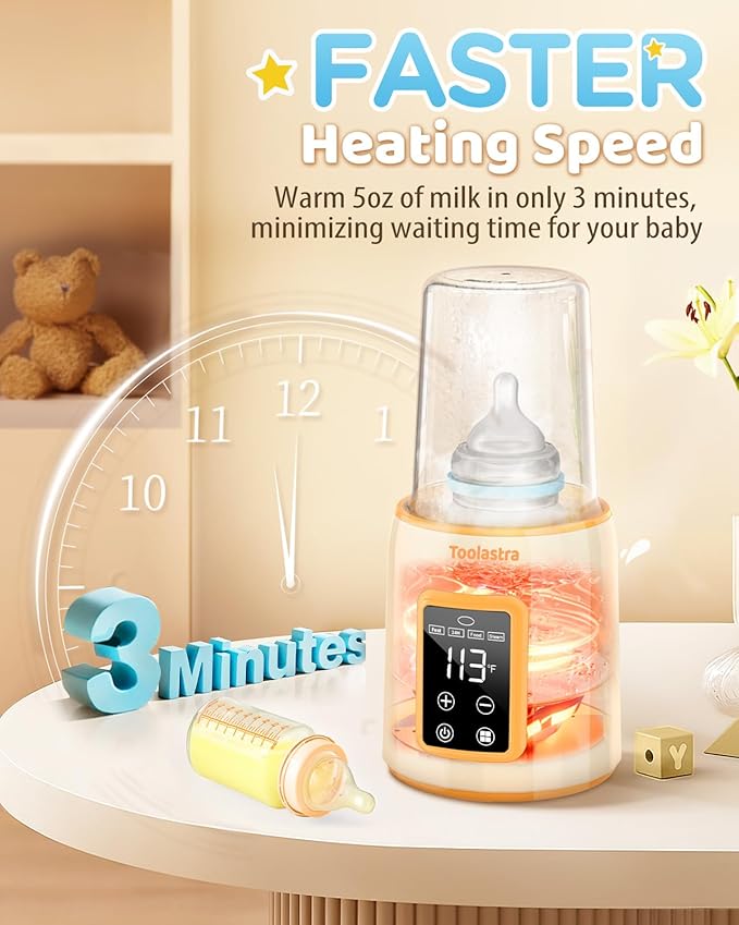 Bottle Warmer, Faster Heating Baby Milk Warmers for All Bottles with Accurate Temp Control Water Bath Tech and Auto Shut-Off, BPA-Free Multifunctional Bottle Warmer for Breastmilk and Formula