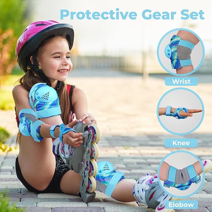 BOSONER Kids/Youth Knee Pad Elbow Pads for Roller Skates Cycling BMX Bike Skateboard Inline Rollerblading, Skating Skatings Scooter Riding Sports