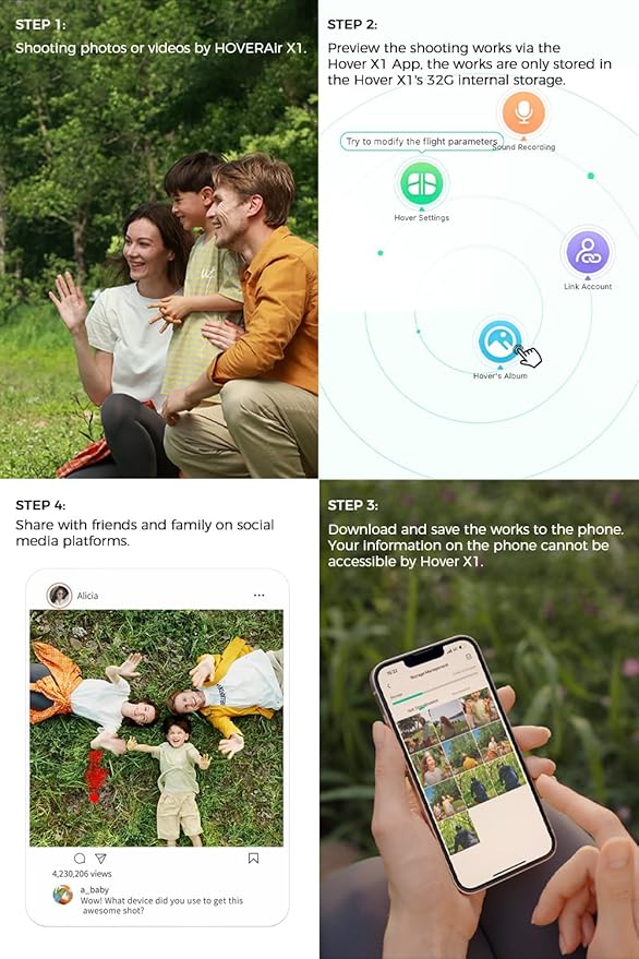 X1 Drone with Camera, Self-Flying Camera Drone with Follow Me Mode, Foldable Mini Drone with HDR Video Capture, Palm Takeoff, Intelligent Flight Paths, Hands-Free Control Black (Standard)