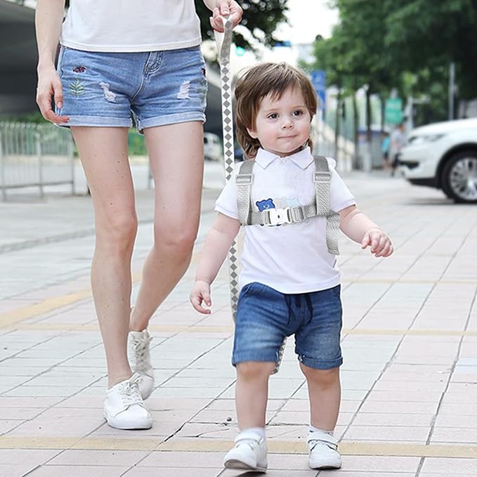 Accmor Toddler Harness Leash+ Anti Lost Wrist Link, Cute Dinosaur Kids Harness with Leash, Collapsible Child Leash Baby Walking Harness Wristband Assistant Strap Belt for Boys Girls to Outdoor Travel