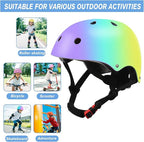 Color Gradient Adjustable Kids' Helmet with Knee & Elbow Pads Set | Multi-Sport Safety Gear for Boys & Girls Ages 5-14 | Skateboarding, Scooters, Roller & Inline Skating, Longboarding