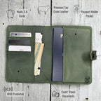 Genuine Leather Passport Holder Compatiable with and Moto Tag Wallet for Men and Women RFID Blocking for Secure Traveling and Documentation Organizer (Green)