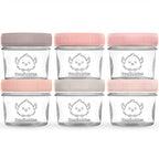 KeaBabies 6pk 4oz Glass Baby Food Containers with Lids - Leak-Proof, Microwavable Small Glass Jars, Baby Purees & Toddler Snack Storage Containers, BPA-Free, Dishwasher & Freezer Safe (Roseate)
