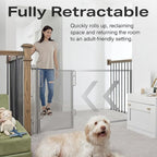 Cumbor 76" Wide Long Retractable Safety Gates for Stairs, Mesh Dog Gate for The House, 34" Tall Extra Wide Pet Gate for Dogs, Long Gates for Doorways, Hallways, Indoor/Outdoor(Gray)
