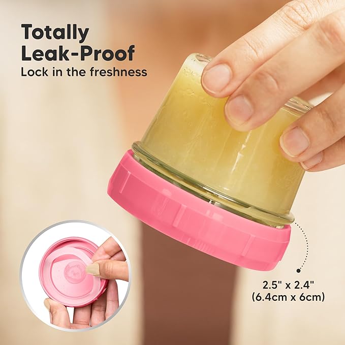 KeaBabies 6pk 4oz Glass Baby Food Containers with Lids - Leak-Proof, Microwavable Small Glass Jars, Baby Purees & Toddler Snack Storage Containers, BPA-Free, Dishwasher & Freezer Safe (Sunset)