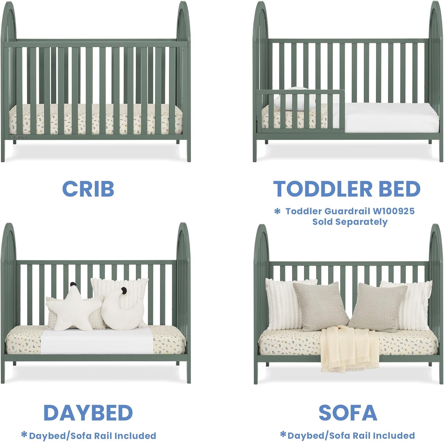 Delta Children Milano 4-in-1 Convertible Crib - Greenguard Gold Certified, Grassy Glen