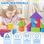 Large Building Foam Blocks for Toddlers, EVA Stacking Foam Building Blocks Toy Set, Non-Toxic, Washable, Early Learning Construction Toys & Gifts for Kids Boys & Girls (Blue, Pieces, 30)