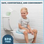 Toddler Potty Training Seat - Toddler Toilet Seat Attachment for Boys & Girls w/Splash Guard, Non-Slip Grip for Secure Fit, Fits Standard Round & Oval Toilets, Storage Hook Included, Blue