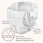 Bambo Nature Hypoallergenic Dream Baby Diapers, Premium Eco-Labeled Sustainable Diapers, Enhanced Leakage Protection, Totally Chlorine-free, Skin Friendly, and Super Absorbent - Size 5 (300 Count)