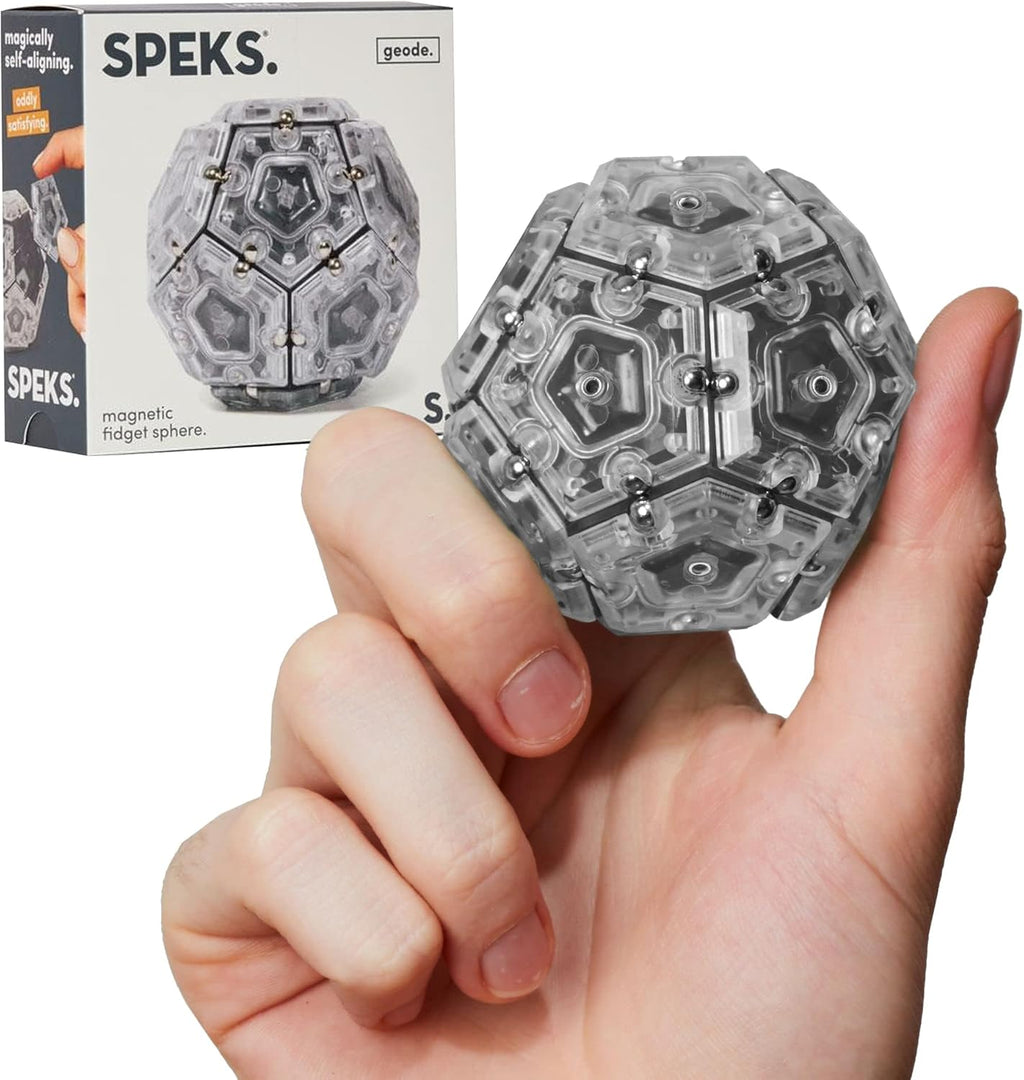 Speks Geode Sphere Magnetic Fidget Toy for Adults | Quiet Adult Sensory Toy for Stress Relief & Anxiety, Office Desk ADHD Tool, Stocking Stuffer & Top Gadget Gift Idea | Slate, 12-Piece Set