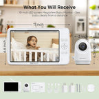 bonoch MegaView Baby Monitor No WiFi, 10" 720p Video Baby Montior with Camera and Audio, Up to Quad Split Screen, 10000mAh Battery, VOX Mode, Remote PTZ, Night Vision, for Multi-Child, Pets, Elderly