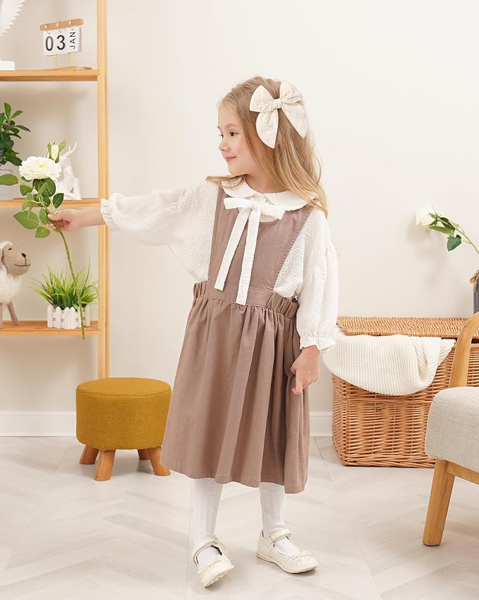 Doboi 8PCS Baby Girls Hair Clips Fable Hair Bows Cotton Linen Bows for Girls Hair Accessories for Baby Toddlers Kids （Includes Beige Cutout Hair Clip）