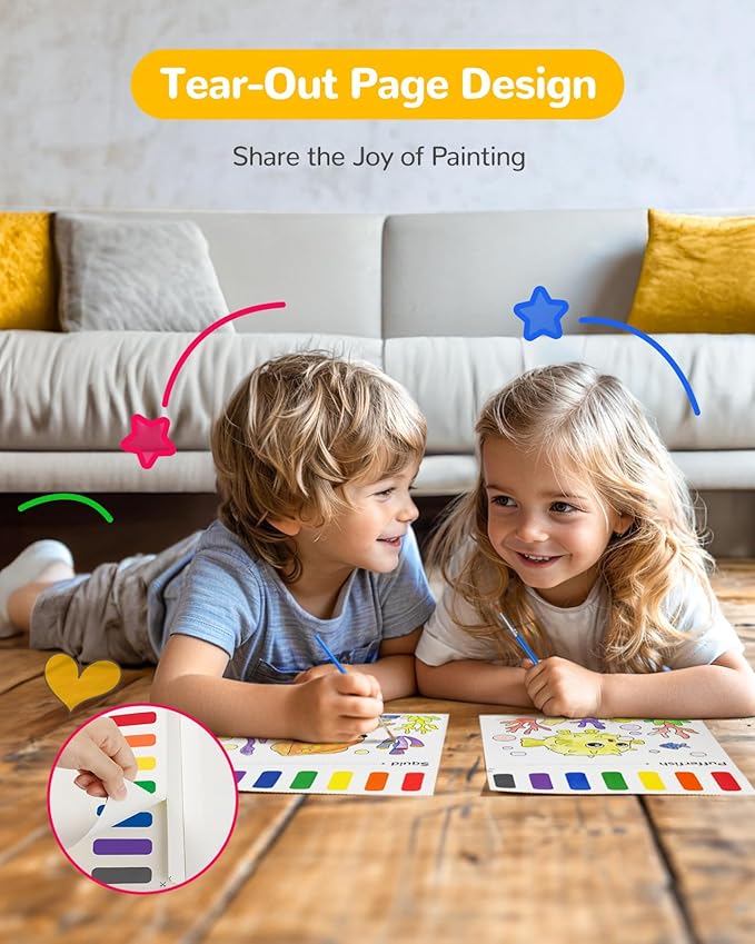 TECJOE Paint with Water Coloring Books for Toddlers, Marine Animal Series Watercolor Set with 3 Brushes, Mess Free Painting Activity for Kids Ages 4 5 6 7 8, Christmas Gifts Arts & Crafts Toy