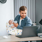 Nursing Pillow for Bottle and Breastfeeding, Ergonomic Design Support for Mom and Baby, Removable Cotton Cover, Machine Washable, Dog Pattern(Creamy White)