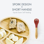 Avanchy Baby Fork Set, Bamboo and Silicone Spork Utensils, Toddler Baby Led Weaning Silverware Cutlery Flatware, Kids First Self Feeding