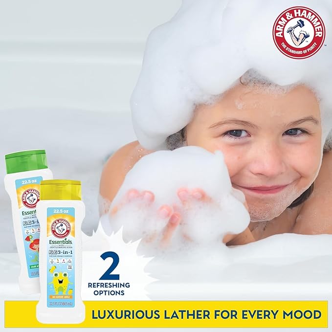 Arm & Hammer 6 Pack Essentials Kids Body Wash - 3-in-1 Watermelon Kiwi 22.5oz - Non Toxic Kids Shampoo and Body Wash And Conditioner