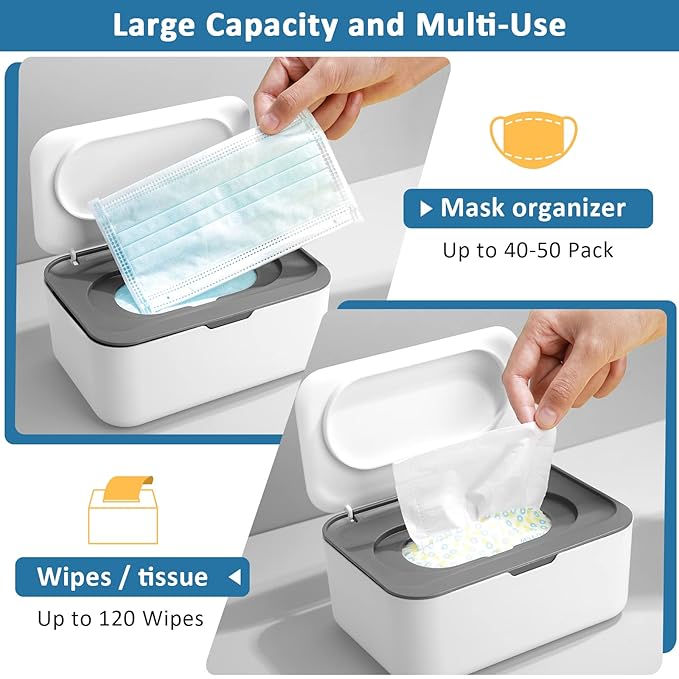 3 Pieces Baby Wipes Dispenser Baby Wipe Holder Container Case with Sealing Design Refillable Box Keeps Wipes Fresh Easy Open and Close for Bathroom Nursery