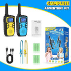Wishouse Walkie Talkies for Kids Rechargeable Long Range,Xmas Birthday Gift for 4 5 6 7 8 9 Year Old Boys Girls,Hiking Gear Camping Games Cool Toys with NOAA,SOS Siren,Lamp,Lanyards,2 Pack Blue Yellow