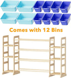 SpaceAid Toy Storage Organizer with 6 Shelves and 12 Bins, Toy Organizers Storage Bookshelf, Kids Bin Shelf Toys Box Bookcase for Bedroom Playroom Organization Room Decor, Blue and Navy Blue