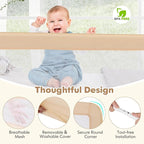 BABY JOY Bed Rails for Toddlers, 59'' Extra Long, Swing Down Bed Guard w/Safety Strap, Folding Baby Bedrail for Kids Twin, Double, Full Size Queen & King Mattress (59-Inch, Beige)
