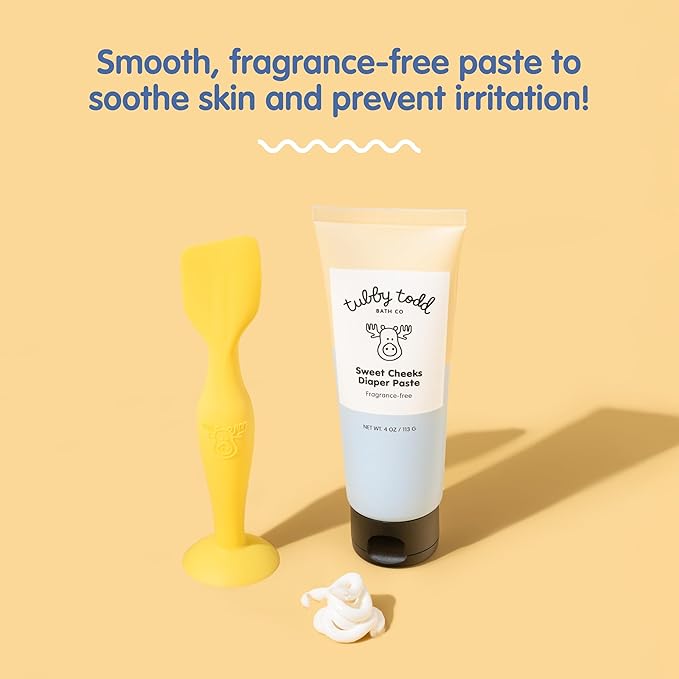 TUBBY TODD Sweet Cheeks Diaper Paste - Diaper Rash Cream with 14% Zinc Oxide - Hypoallergenic - For Soothing and Protecting Sensitive Skin - 2 Pack, 4oz & 7.9oz