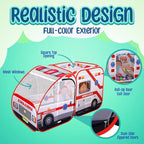 Ambulance Pop-up Play Tent for Kids with Sounds, Doctor Kit & Ball Pit for Toddlers & Up - Easy Setup Pop up Toy for Indoor & Outdoor, Emergency Vehicle Playset, Pretend Play, Great Gift