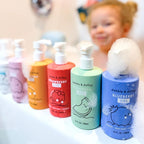 Dabble & Dollop Rainbow of Bubbles – Natural 4-in-1 Bath Set for Kids, Includes Bubble Bath, Body Wash, Shampoo, No Parabens/Sulfates, Vegan, Gluten-Free, Tear-Free (7-Pack)