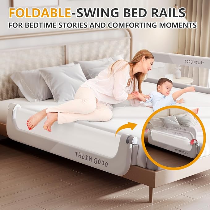 Foldable Toddler Bed Rails - Kids Guard Bumper for Crib Safe Bed Side Rail for Twin Queen King Full Size Beds 32inch