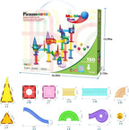 PicassoTiles 150pc Magnetic Marble Run Track Set STEM Construction Toy with Slides Ramps and Tubes Educational Magnet Tile Building Kit Kids Age 3 Plus Learning Gift for Boys Girls Preschool PTG150