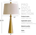 Oneach 25.75" 3-Way Dimmable Touch Control Modern USB Table Lamp Set of 2 for Living Room Bed Room Bedside Nightstand Lamps Fabric Shade Vintage Accent Light Gold Antique Brass