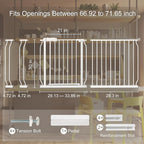 Extra Wide Baby Gate with Door Pressure Mounted 66.92-71.65 Inch,Child Baby Gates for Doorways No Drilling,Walk Through Dog Gate Indoor for The House Kitchen Stairs,White