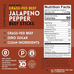 Mission Meats Beef Sticks – 100% Grass Fed & Pasture Raised, Sugar Free, Individually Wrapped Healthy Snacks, Whole 30 & Paleo Friendly, Jalapeno 1oz (Pack of 24)