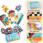 Baby Gifts Set,Infant Toys Set with Tummy Time Mirror,Plush Teethers,High Contrast Baby Books,Rattle,Tissue Box Toy,Sensory Ball for Boys Girls,Perfect Sensory Toys Gifts Basket for Shower Birthday