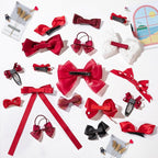 18pcs Red Hair Bows for Girls.Alligator Hair Clips,Hair-ties,Snap Clip Hairpins.Handmade Hair Accessories for Girls Gift Set